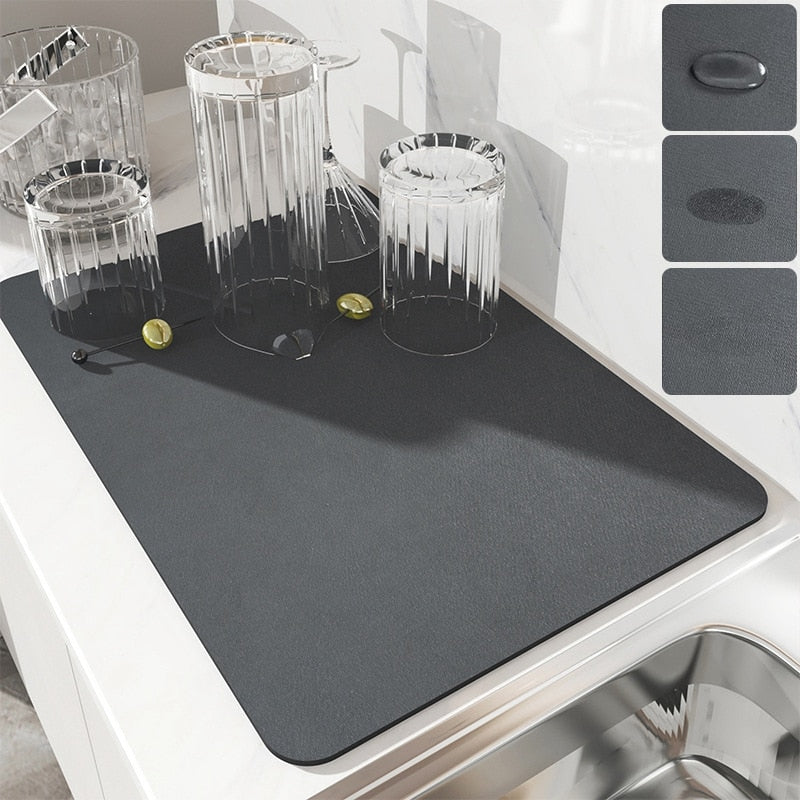 Kitchen Rubber Pad Dish Drying Mat Super Absorbent Drainer Mats Tableware Bottle Rugs Kitchen Dinnerware Placement Rubber pads DailyAlertDeals   