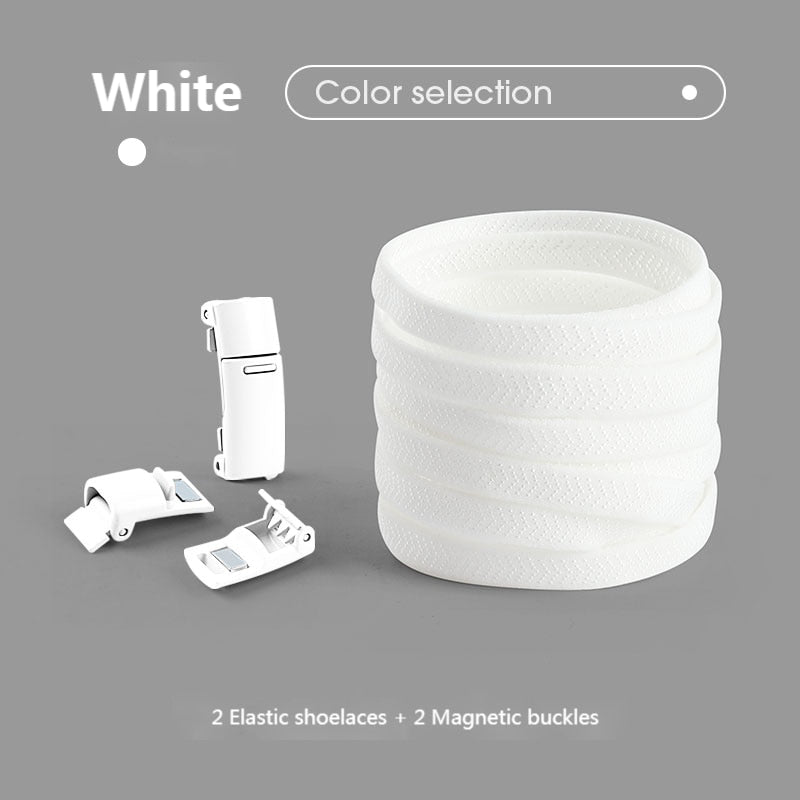 Colorful Magnetic Lock Shoelaces without ties Elastic Laces Sneakers No Tie Shoe laces Kids Adult Flat Shoelace Rubber Bands 0 DailyAlertDeals White China 