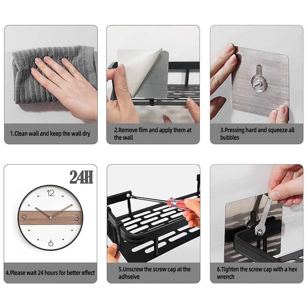 Bathroom Shelf Makeup Storage Organizer Aluminum Alloy Shampoo Rack Shower Shelf Bathroom Accessories No Drill Wall Shelf Corner Wall Shelves DailyAlertDeals   