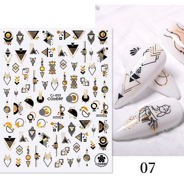 Harunouta 2022 NEW Gold Bronzing Slider Nail Art 3D Decals Decoration Flower Leaves Nail Art Sticker DIY Manicure Transfer Decal Nail Stickers DailyAlertDeals CJ-07  