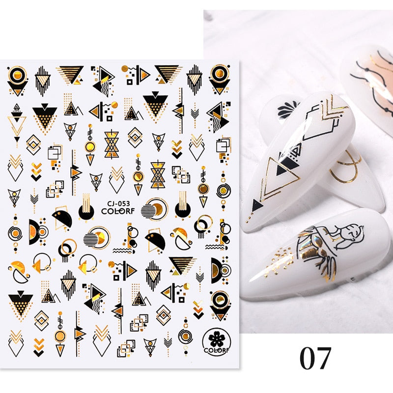 NEW Gold Nail Art 3D Decals Decoration Flower Leaves Nail Art Sticker DIY Manicure Transfer Decal Nail Stickers DailyAlertDeals