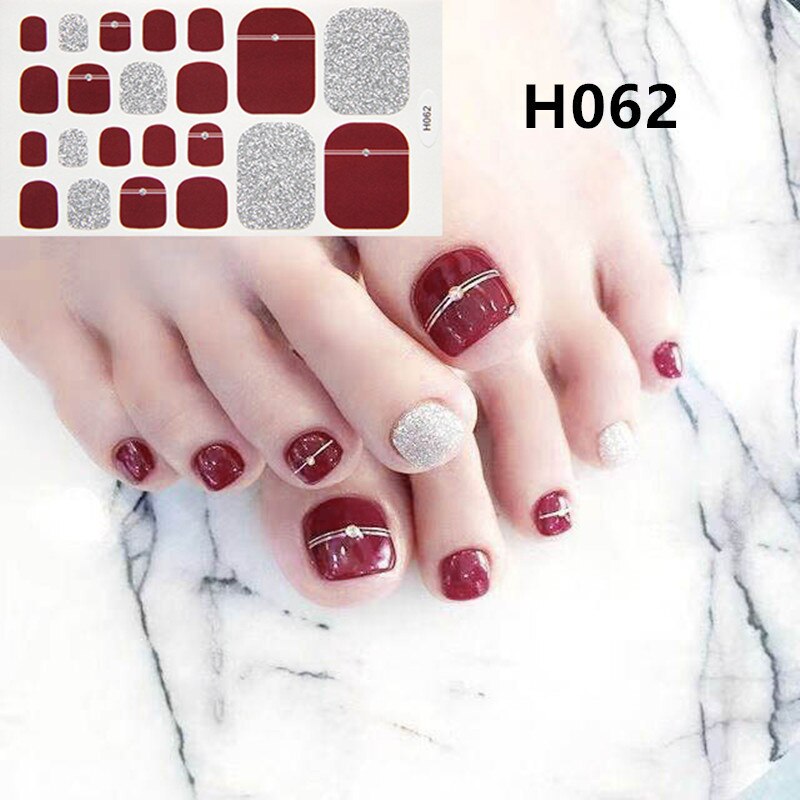 22tips Korea Toe Nail Sticker Wraps Adhesive Decals Toenail Polish Strips DIY Pedicure Foot Decals Manicure Women nail art DailyAlertDeals H062  