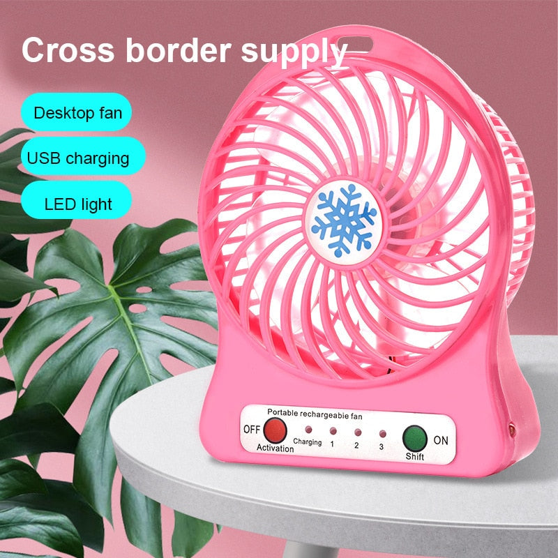 USB Desktop Small Fan Student Rechargeable Mini Fan Snowflake Fan Night Light desktop fans DailyAlertDeals Default Title  