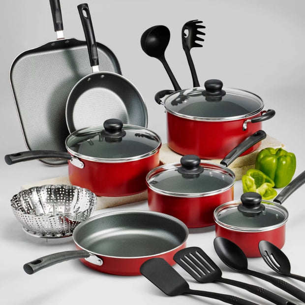 Cooking Ware Set 18 Piece Non-stick Cookware Set aluminum Pots, Pans and Utensils Cookware Essentials Cookware Set DailyAlertDeals   