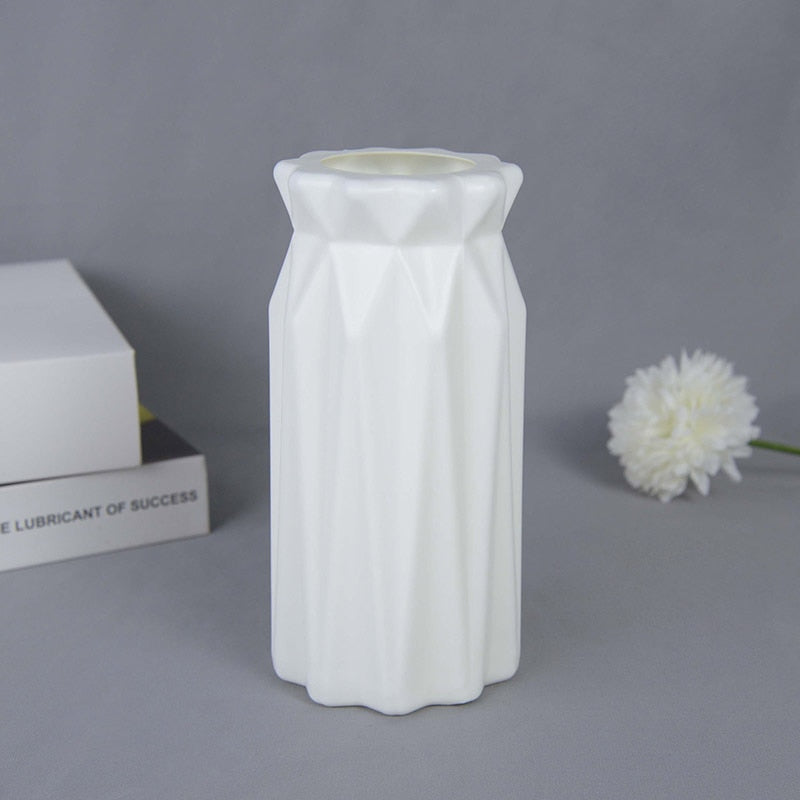 Modern Glass Flower Vase White Pink Blue Plastic Vase artificial flora Pot Basket Nordic Home Living Room Decoration Ornament Flower Arrangement Vase DailyAlertDeals B01 1  