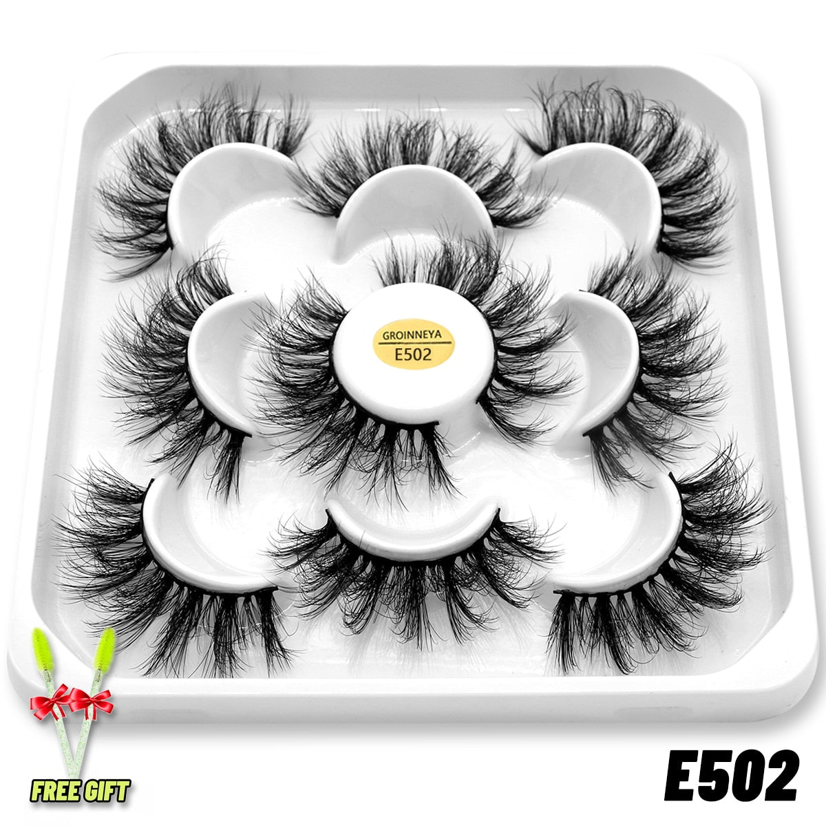 GROINNEYA Eyelashes 3D Mink Lashes Fluffy Soft Wispy Natural Cross Eyelash Extension Reusable Lashes Mink False Eyelashes Makeup 0 DailyAlertDeals 5pairs-E502 France 