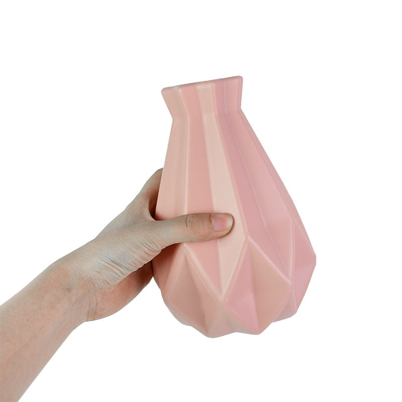 Modern Glass Flower Vase White Pink Blue Plastic Vase artificial flora Pot Basket Nordic Home Living Room Decoration Ornament Flower Arrangement Vase DailyAlertDeals   
