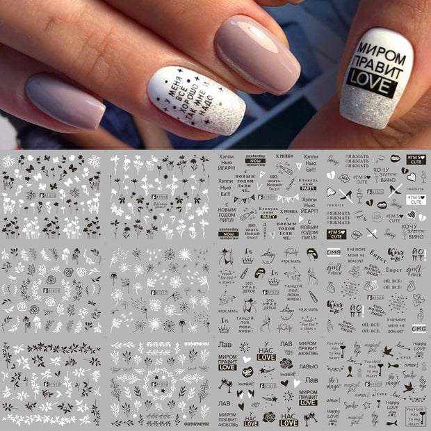 12 Designs Nail Stickers Set Mixed Floral Geometric Nail Art Water Transfer Decals Sliders Flower Leaves Manicures Decoration 0 DailyAlertDeals 41  