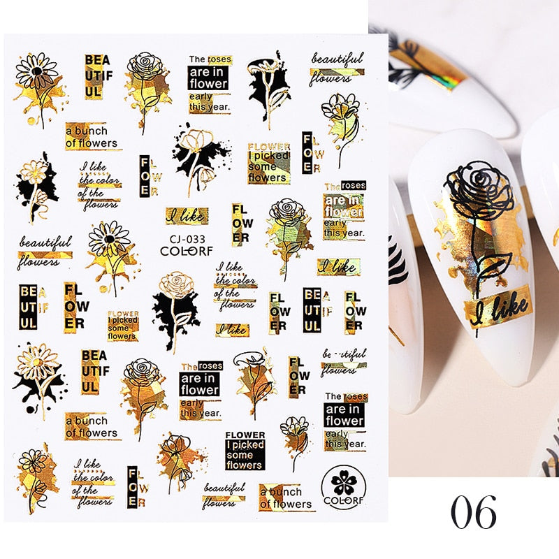 Harunouta Gold Leaf 3D Nail Stickers Spring Nail Design Adhesive Decals Trends Leaves Flowers Sliders for Nail Art Decoration 0 DailyAlertDeals B06  