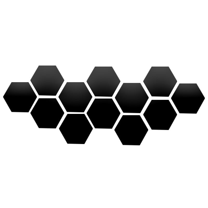 6/12Pcs 3D Mirror Wall Sticker Home Decor Hexagon Decorations DIY Removable Living-Room Decal Art Ornaments For Home 3d wall Mirror Stickers DailyAlertDeals 12PCS Black XS 46x40x23mm 