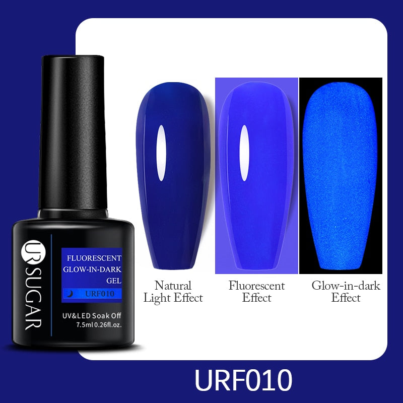 UR SUGAR Fluorescent Gel Nail Polish Neon Yellow Green Blue Color Gel Soak Off UV Nail Gel Varnish For Nail Art Top Coat Neon Fluorescent Gel Nail Polish DailyAlertDeals Luminous URF010  