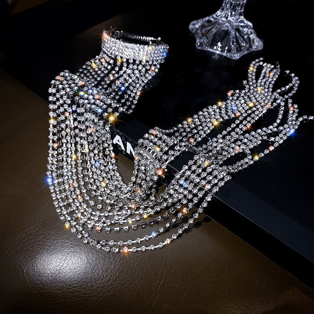 FYUAN Shine Full Rhinestone Hairpins for Women Bijoux Long Tassel Crystal 0 DailyAlertDeals silver  