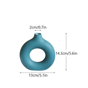 Nordic Ceramic Vase for Pampas Grass Donuts Flower Pot Home Decoration Accessories Office Living Room Interior Table Desk Decor Nordic Ceramic Vase DailyAlertDeals Turquoise S China 