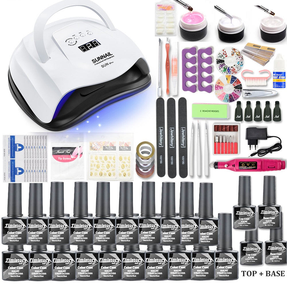 Gel Nail Polish Set 20000-35000RPM Nail Drill Machine Kit With UV LED Lamp Manicure Tools Kit Nail Art Set UV Builder Nail Gel Electric Manicure Drill & Accessory DailyAlertDeals 20000RPM 80W 20pcs China 