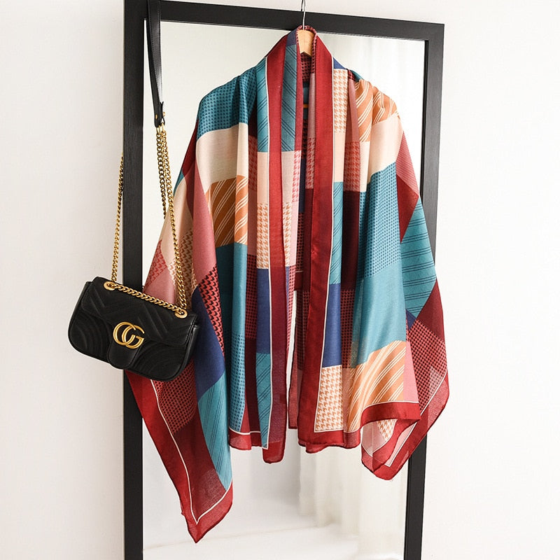 2022 New Design Brand Women Scarf Fashion Print Cotton Spring Winter Warm Scarves Hijabs Lady Pashmina Foulard Bandana Plaid 0 DailyAlertDeals WJ141-1 180x90cm 