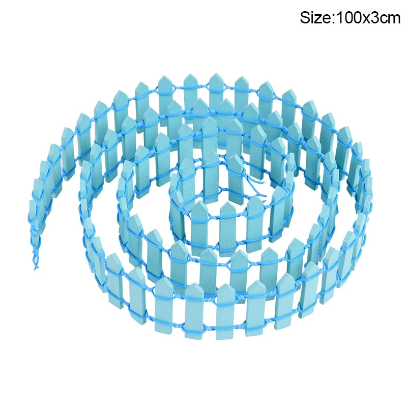 100*5cm/3cm Mini Wooden Fence DIY Miniature Fairy Garden Wood Barrier Dollhouse Showcase Craft Home Decoration Accessories Seasonal & Holiday Decorations DailyAlertDeals 100x3cm-blue  