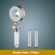 Double Sided Unique Shower Head Bathroom 3 Water Saving Filtration Round Rainfall Adjustable Nozzle Sprayer Double Sided Hand Shower DailyAlertDeals 3018HS and 2 Filters  