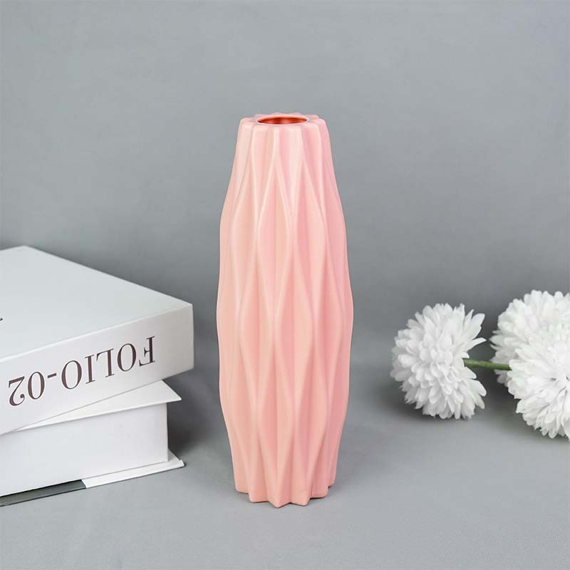 Modern Glass Flower Vase White Pink Blue Plastic Vase artificial flora Pot Basket Nordic Home Living Room Decoration Ornament Flower Arrangement Vase DailyAlertDeals B03  