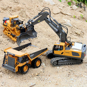 2.4G High Tech 11 Channels RC Excavator Dump Trucks Bulldozer Alloy Plastic Engineering Vehicle Electronic Toys For Boy Gifts RC Excavator Dump Trucks Bulldozer toy for children DailyAlertDeals   
