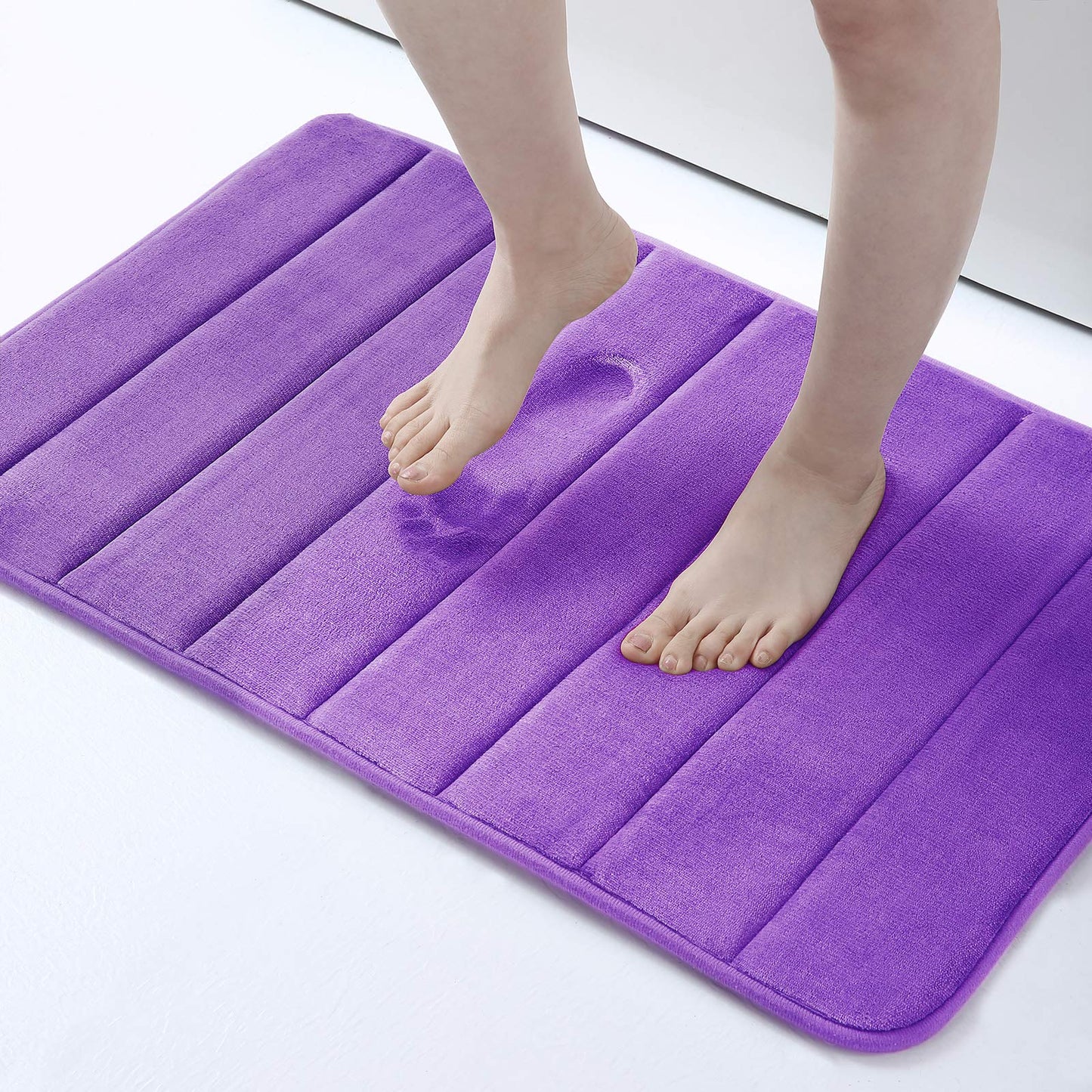 Memory Foam Bath Mat Anti-Slip Shower Carpet Soft Foot Pad Decoration Floor Protector Absorbent Quick Dry Bathroom Rug Mats & Rugs DailyAlertDeals 43x61cm(17x24inch) China purple