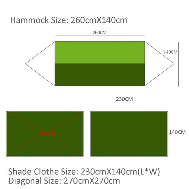 Lightweight Portable Camping Hammock and Tent Awning Rain Fly Tarp Waterproof Mosquito Net Hammock Canopy 210T Nylon Hammocks Camping Hammock and Tent DailyAlertDeals   