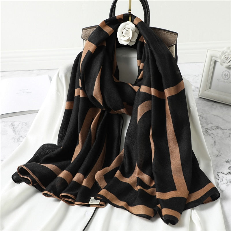 2022 New Design Brand Women Scarf Fashion Print Cotton Spring Winter Warm Scarves Hijabs Lady Pashmina Foulard Bandana Plaid 0 DailyAlertDeals   