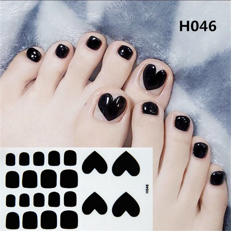 22tips Korea Toe Nail Sticker Wraps Adhesive Decals Toenail Polish Strips DIY Pedicure Foot Decals Manicure Women nail art DailyAlertDeals H046  