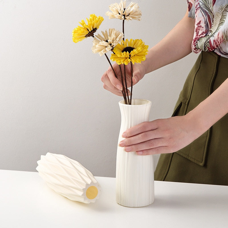 Home Nordic Plastic Vase Simple Small Fresh Flower Pot Storage Bottle for Flowers Living Room Modern Home Decoration Ornaments Vases DailyAlertDeals   