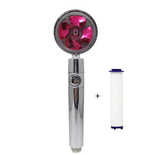Strong Pressurization Spray Nozzle Water Saving  Rainfall 360 Degrees Rotating With Small Fan Washable Hand-held Shower Head Hand Shower DailyAlertDeals with filte red  