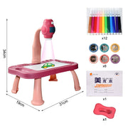 Kids Led Projector Drawing Table Toy Set Art Painting Board Table Light Toy Educational Learning Paint Tools Toys for Children Kids Led Projector Drawing Table DailyAlertDeals China E Pink with box 