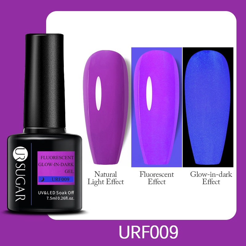 UR SUGAR Fluorescent Gel Nail Polish Neon Yellow Green Blue Color Gel Soak Off UV Nail Gel Varnish For Nail Art Top Coat Neon Fluorescent Gel Nail Polish DailyAlertDeals Luminous URF009  