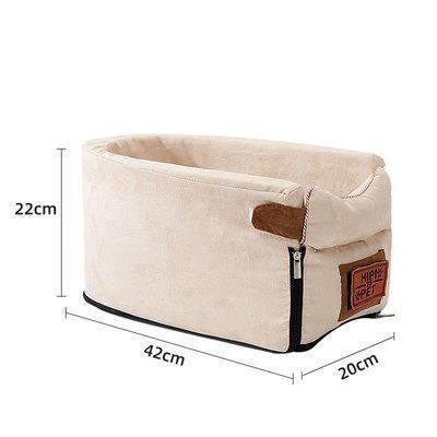 Portable Pet Dog Car Seat Central Control Nonslip Dog Carriers Safe Car Armrest Box Booster Kennel Bed For Small Dog Cat Travel 0 DailyAlertDeals beige 42x20x22cm China