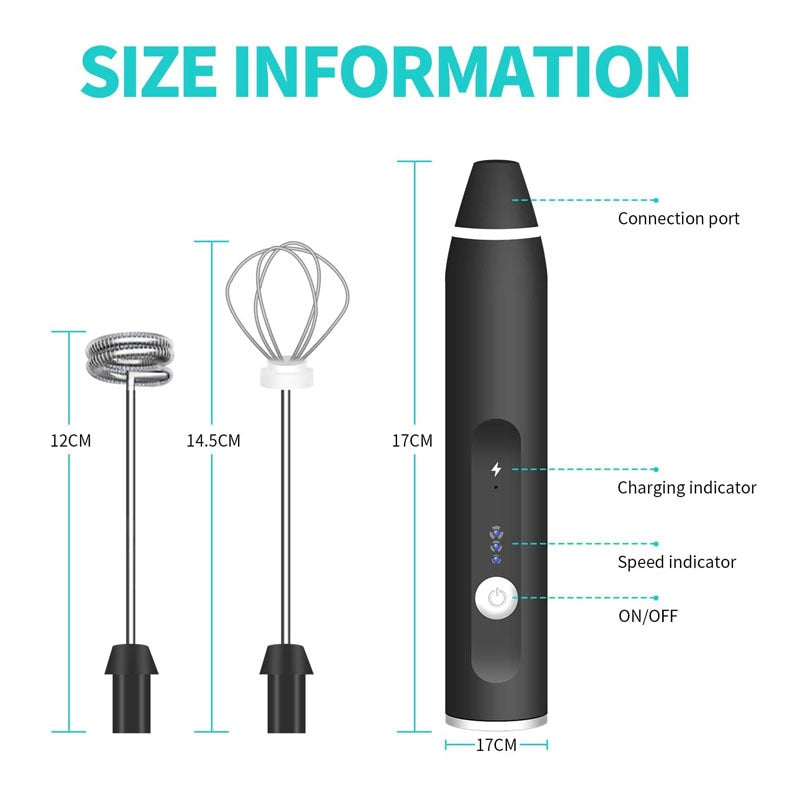4 in 1 Electric Milk Frothers Handheld Wireless Blender USB Mini Coffee Maker Whisk Mixer Cappuccino Cream Egg Beater Food Blender Electric Milk Frothers DailyAlertDeals   