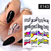 Harunouta French Line Pattern 3D Nail Art Stickers Fluorescence Color Flower Marble Leaf Decals On Nails  Ink Transfer Slider 0 DailyAlertDeals X143  