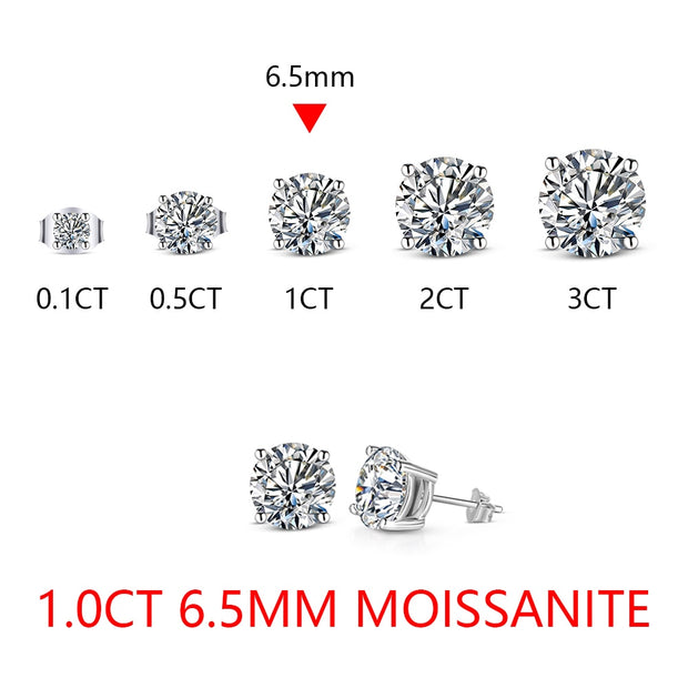 ATTAGEMS 2 Carat 8.0mm D Color Moissanite Stud Earrings For Women Top Quality 100% 925 Sterling Silver Sparkling Wedding Jewelry 0 DailyAlertDeals 1.0CT VVSI1 6.5mm China No Certificate 925