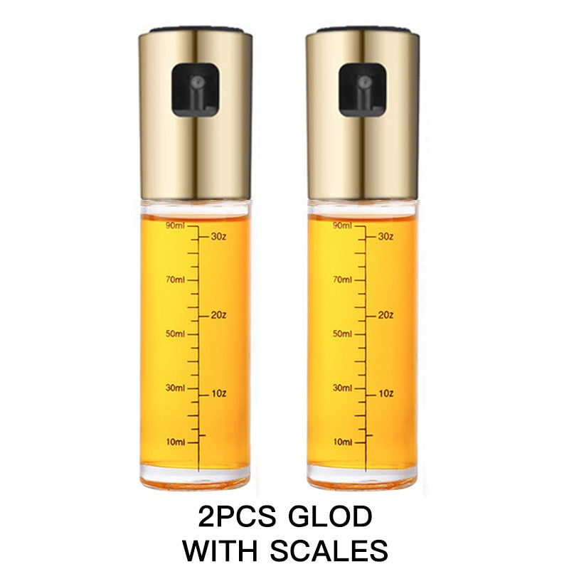 Kitchen Push Type Spray Olive Oil Sprayer Bottle Pump Oil Pot Leak-proof Grill BBQ Sprayer Oil Dispenser BBQ Gravy Boats Tools Kitchen Tools & Utensils DailyAlertDeals 2PCS-Gold Scale  