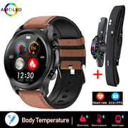 New ECG+PPG Smart Watch Men and Women with Health Fitness Tracker monitoring Sport Smartwatch ECG+PPG Smart Watch DailyAlertDeals Brown belt XX  