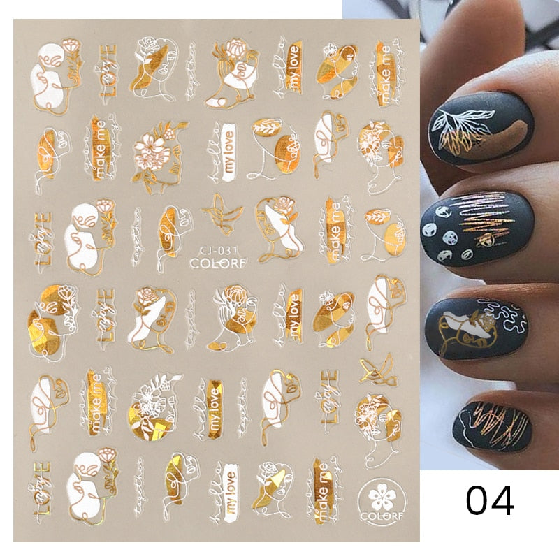 Harunouta Gold Leaf 3D Nail Stickers Spring Nail Design Adhesive Decals Trends Leaves Flowers Sliders for Nail Art Decoration 0 DailyAlertDeals CJ-031  