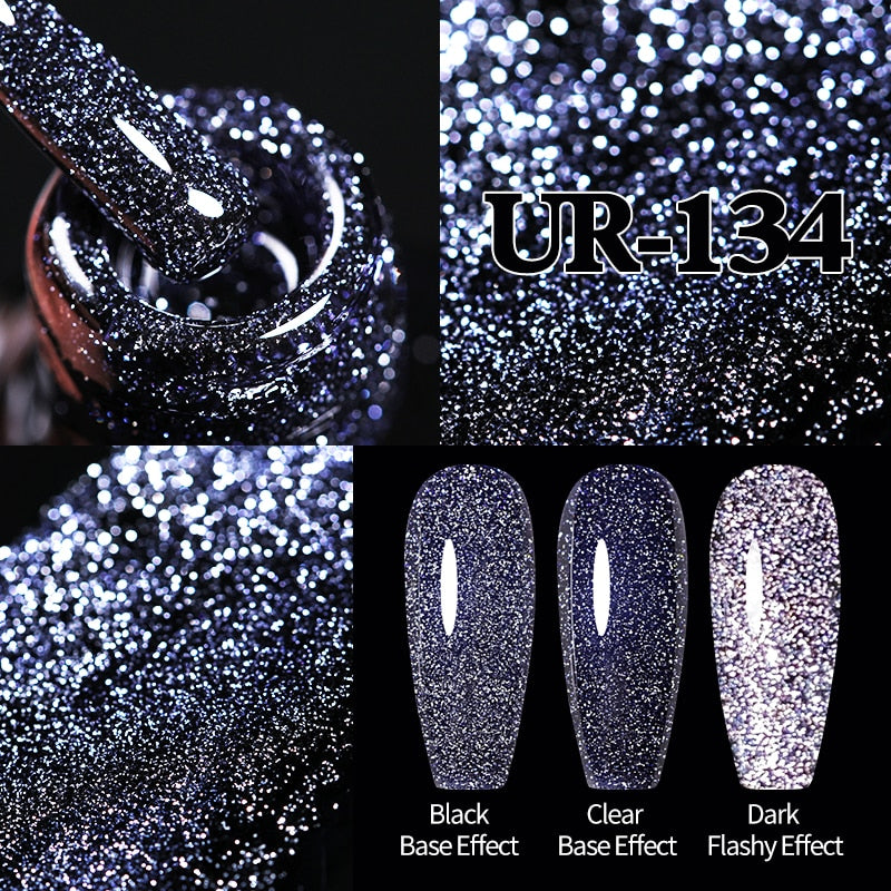 UR SUGAR Sparkling Gel Nail Polish Reflective Glitter Nail Gel Semi Permanent Nail Art Varnish For Manicures Need Base Top Coat 0 DailyAlertDeals Reflective 134  