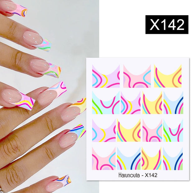 Harunouta Black Ink Blooming Marble Pattern Water Decals Stickers Black Line Flower Leaves Face Slider For Summer Nail Art Decor Decal stickers for nails DailyAlertDeals X142  