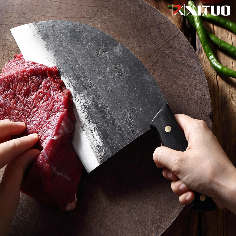 XITUO Full Tang Chef Knife Handmade Forged High-carbon Clad Steel Kitchen Knives Cleaver Filleting Slicing Broad Butcher knife 0 DailyAlertDeals   