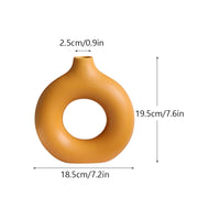 Nordic Ceramic Vase for Pampas Grass Donuts Flower Pot Home Decoration Accessories Office Living Room Interior Table Desk Decor Nordic Ceramic Vase DailyAlertDeals Orange M China 