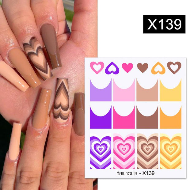 Harunouta Silver Black Geometric Textured Lines Stripe 3D Nail Sticker Flower Leaves Self Adhesive Transfer Sliders Paper 0 DailyAlertDeals X139  