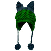BomHCS Cute Fox Ears Beanie Winter Warm 100% Handmade Knit Hat 0 DailyAlertDeals Navy Green  