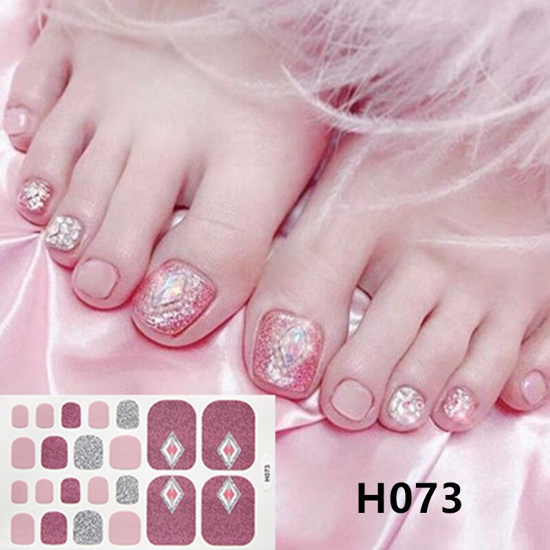 22tips Korea Toe Nail Sticker Wraps Adhesive Decals Toenail Polish Strips DIY Pedicure Foot Decals Manicure Women nail art DailyAlertDeals H073  