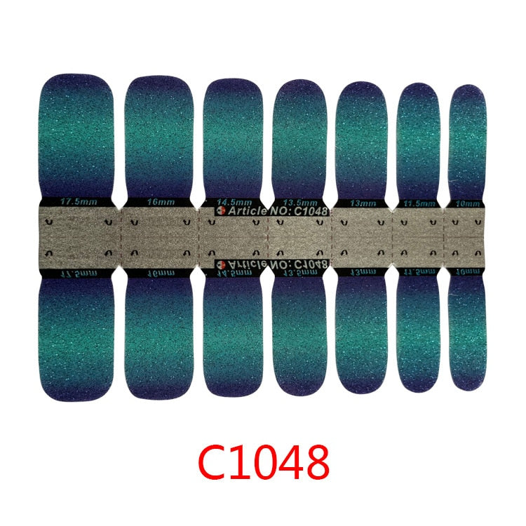 1sheet Korean Nail Polish Strips DIY Waterproof Nail Wraps Mixed Patterns Full Nail Patch Adhesive for Women Nail Art Stickers nail decal sticker DailyAlertDeals C1048  