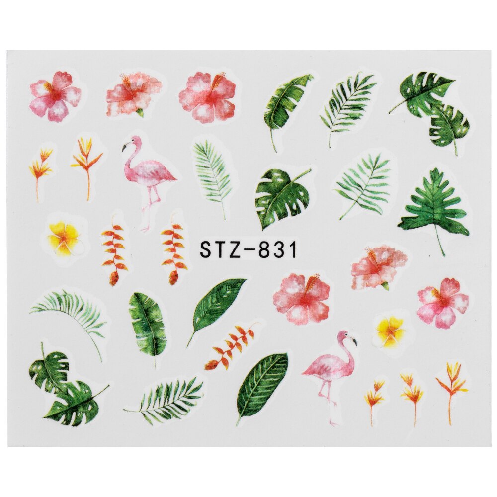 1/4 Pcs Simple Green Theme Nail Water Decal Stickers Summer DIY Slider For Manicuring Watercolor Flower Leaf Nail Art Watermark 0 DailyAlertDeals SF183  