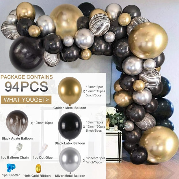 Black Gold Balloon Garland Arch Kit Confetti Latex Baloon Graduation Happy 30th 40th Birthday Balloons Decor Baby Shower Favor 0 DailyAlertDeals 57 Balloon Set 