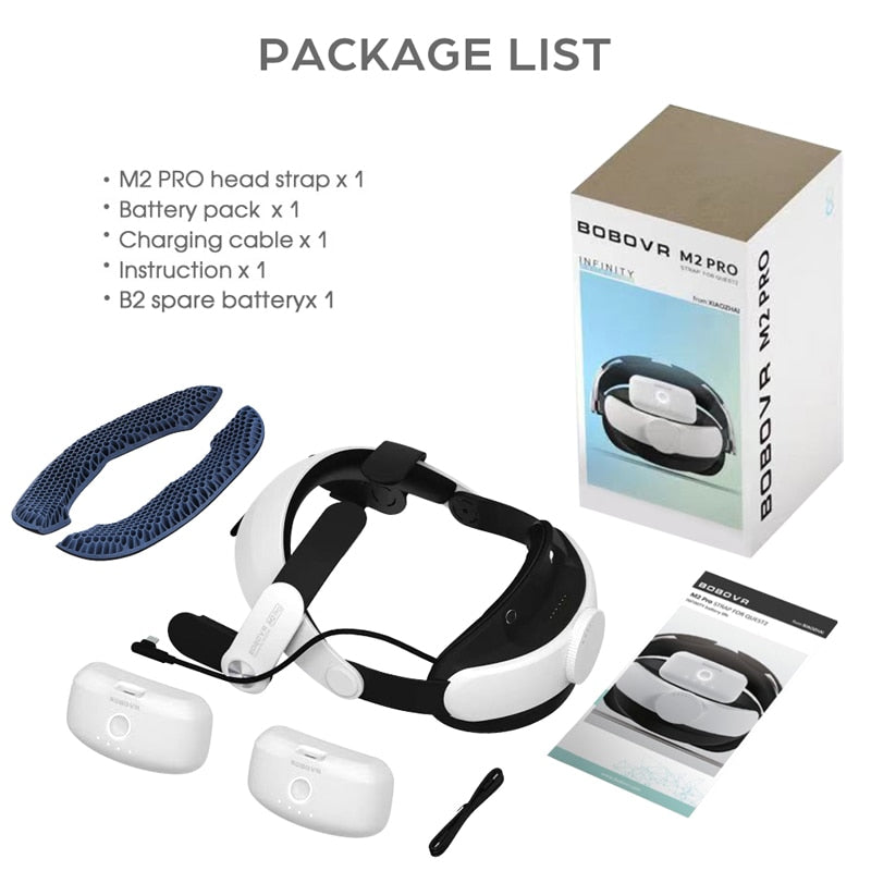 BOBOVR M2 Pro Battery Head Strap For Oculus Quest 2 Elite Halo Strap with 5200mAh Battery Pack for Meta Quest2 VR Accessories Immersive VR for oculus DailyAlertDeals Poland set9 