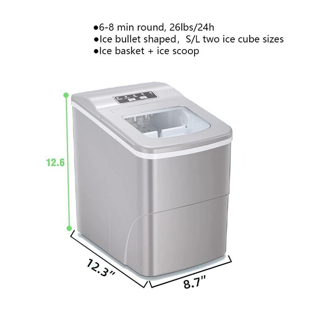 Countertop Bullet Ice Maker Machine for Home 26 Lbs Automatic Ice Cube Maker Machine for Kitchen Office Bar Party Ice Maker machine for home DailyAlertDeals United States 26LBS IN 24H B2 
